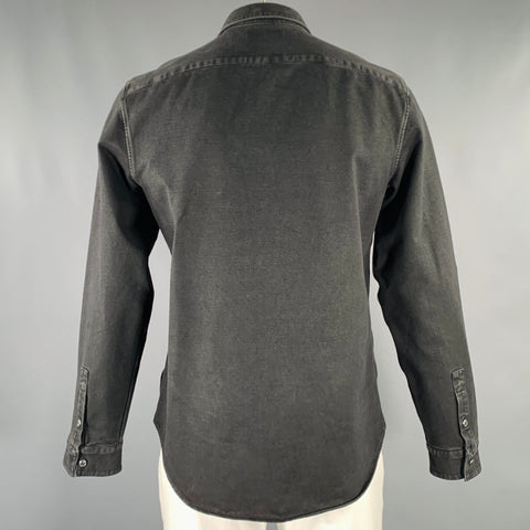 JOHN VARVATOS Size L Black Cotton Blend Long Sleeve Shirt