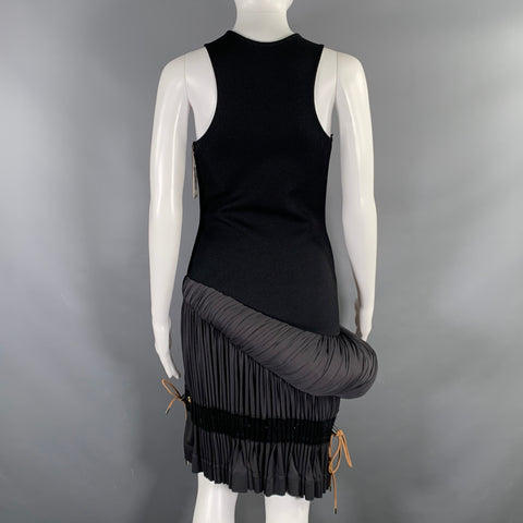 LOUIS VUITTON Spring 2023 Size XS Black Grey Viscose Polyamide Silk Dress