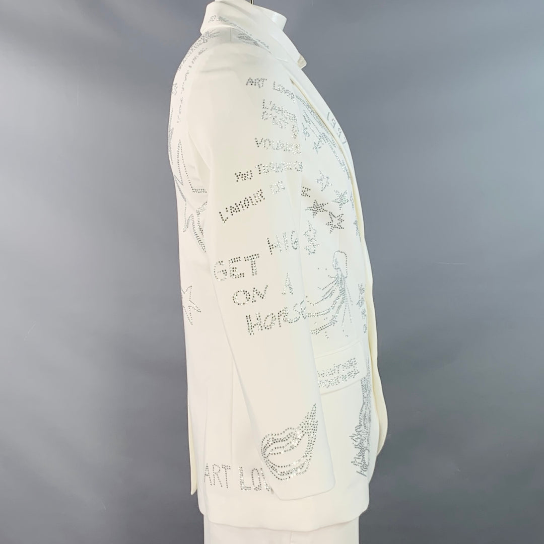 ZADIG & VOLTAIRE Size 42 Viva Strass Beige Studded Polyester Blend Peak Lapel Sport Coat