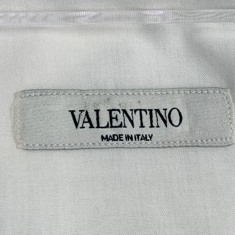 VALENTINO Size S White Cotton French Cuff Hidden Buttons Tuxedo Long Sleeve Shirt