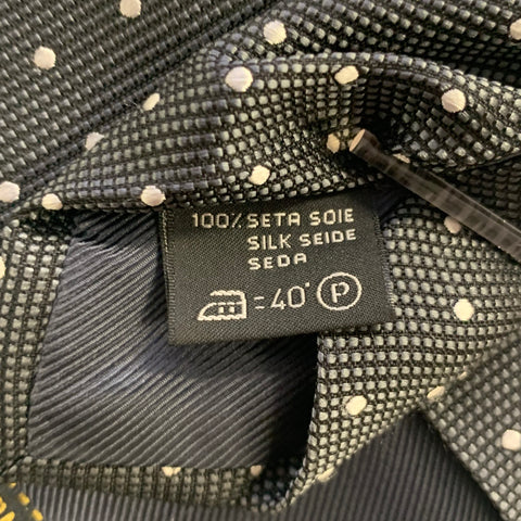 ERMENEGILDO ZEGNA Black Silver Dots Silk Tie