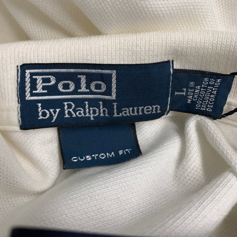 POLO by RALPH LAUREN Size L White Olympics Patch Cotton Half Placket Polo