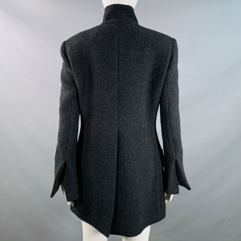 THE ROW Taille 4 Veste Aimon en laine anthracite avec col Nehru et boutons cachés