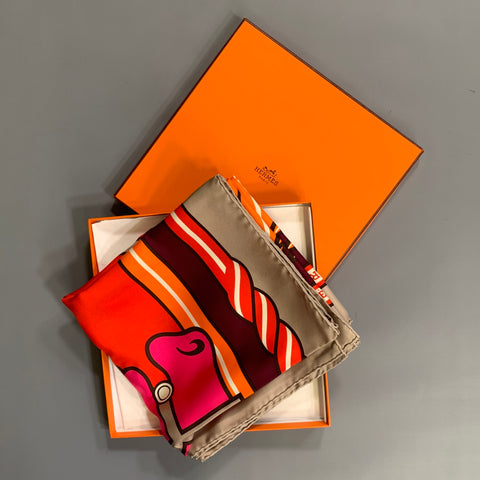 HERMES Multi-Color Print Silk Scarves