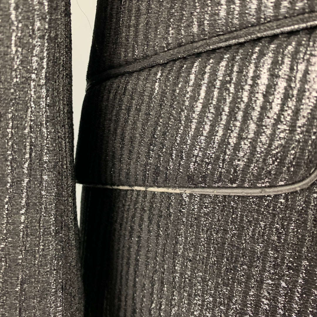 CoSTUME NATIONAL Size 42 Black Metallic Viscose Blend Peak Lapel Suit