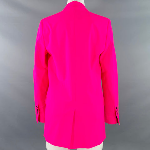 MSGM Size 2 Pink Wool Blend Peak Lapel Single Button Jacket Blazer