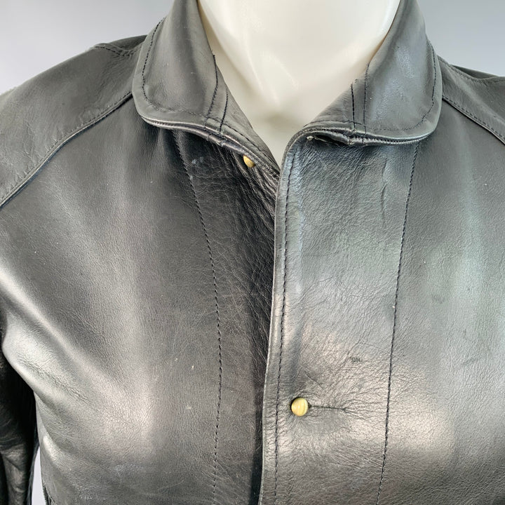AL'S ATTIRE Size S Black Leather Studs Club Collar Jacket