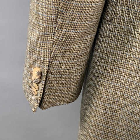 ERMENEGILDO ZEGNA Size 44 Long Grey Blue Houndstooth Wool Sport Coat