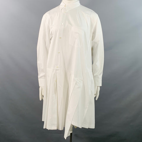 COMME des GARCONS Size L White Cotton Blend Pleated Asymmetrical Shirt Dress – Sui Generis Designer Consignment
