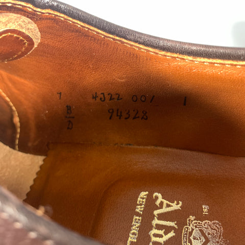 ALDEN Size 7 Burgundy Brown 9432S Leather Lace Up Shoes
