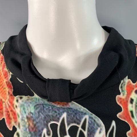 JOHN RICHMOND Size S Guereda Black Multi Color Viscose Dragon Long Sleeve Cocktail Dress