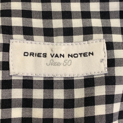 DRIES VAN NOTEN Size M Black White Gingham Cotton One Pocket Long Sleeve Shirt