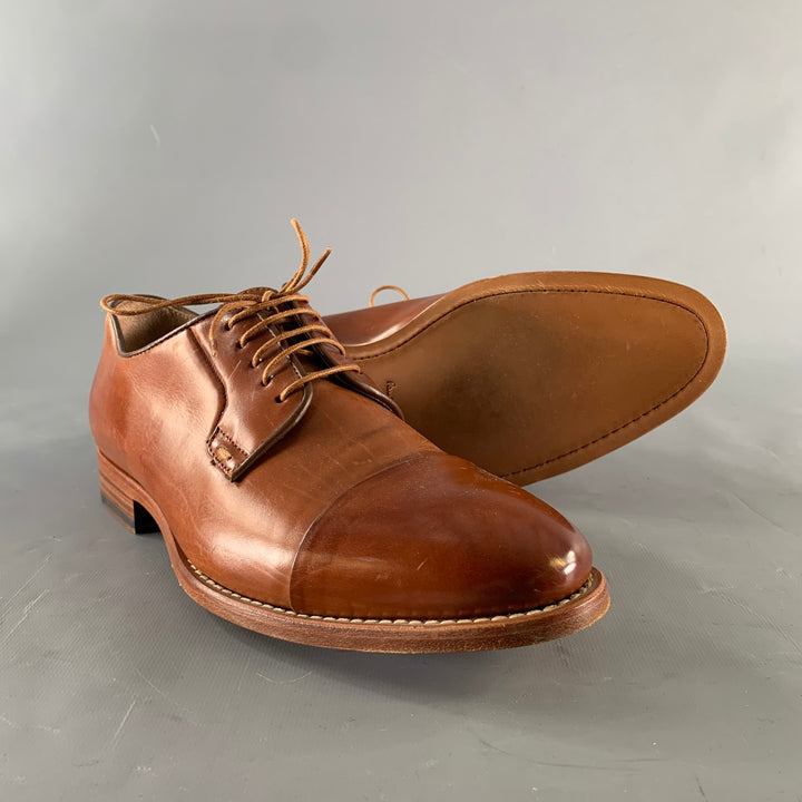 PAUL SMITH Size 7 Brown Leather Cap Toe Lace Up Shoes