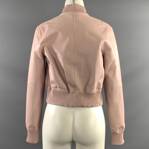 LAMARQUE Size S Silver Pink Leather Metallic Cropped Jacket