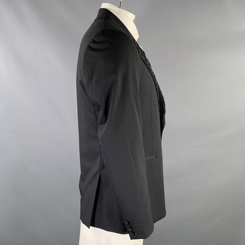 PAUL SMITH Veste de sport en laine et élasthanne noire perlée, taille 42 (coupe normale)
