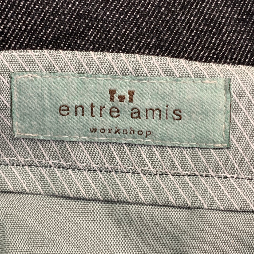 ENTRE AMIS Size 33 Black White Tweed Cotton Blend Drawstring Casual Pants