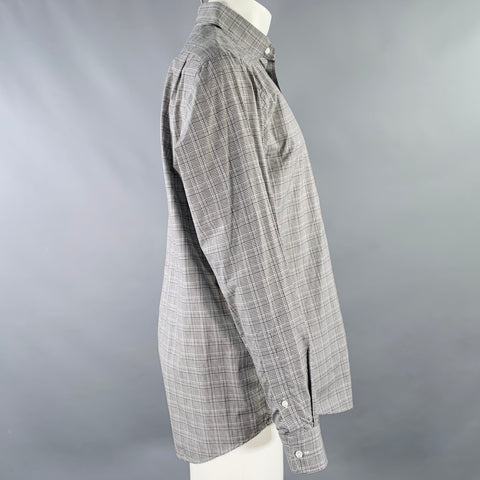 RALPH LAUREN Size M Grey Purple Plaid Cotton Spread Collar Long Sleeve Shirt