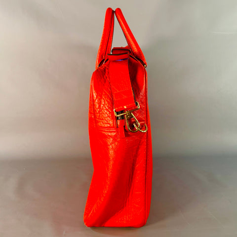 PAUL SMITH Red Textured Pebble Grain Leather Shoulder Bag