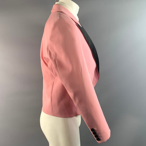 AMI Chest Size 44 Pink Black Cotton Polyester Peak Lapel Sport Coat