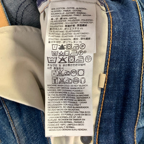 LEVI'S MADE & CRAFTED Size 29 Needle Narrow Blue Distressed Cotton Blend Skinny Jeans