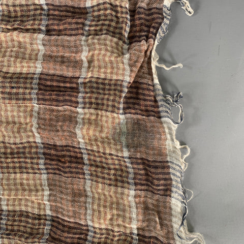 BRUNELLO CUCINELLI Size Brown Tan Plaid Linen Scarves