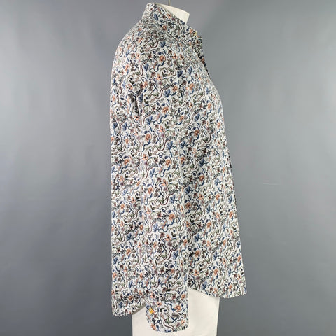 PAUL SMITH Size XL Blue Multi Color Floral Cotton Long Sleeve Shirt