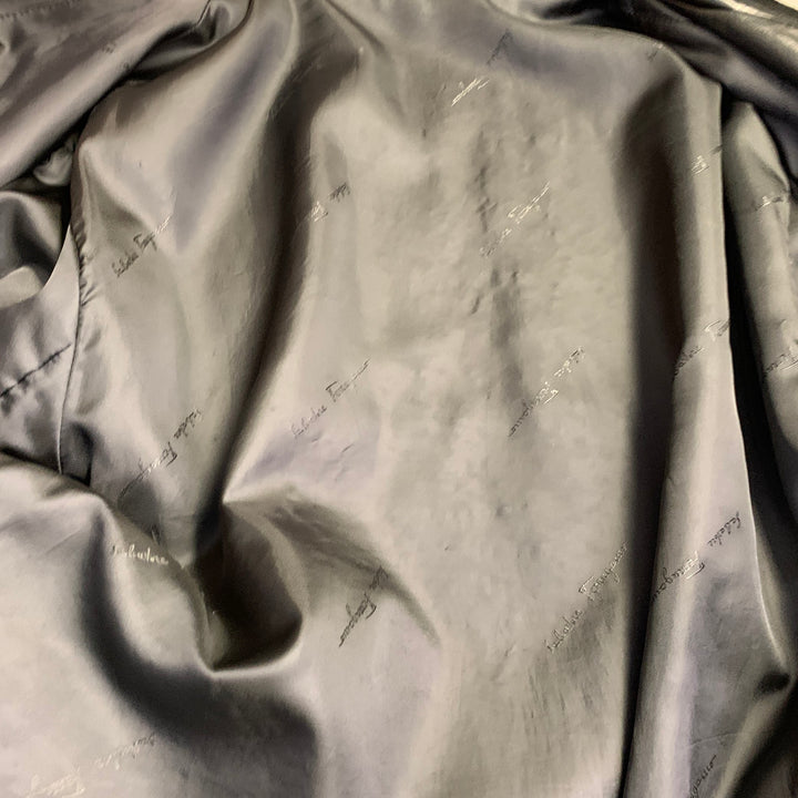 SALVATORE FERRAGAMO Size 42 Black Leather Zip Up Jacket