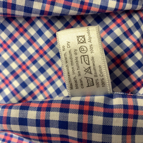 ETON Size 40 Blue Red & White Plaid Cotton Button Up Long Sleeve Shirt