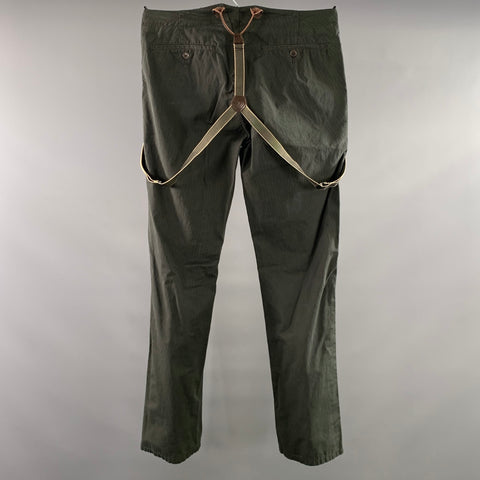 JOHN VARVATOS Size 32 Green Olive Corduroy Cotton Suspenders Casual Pants