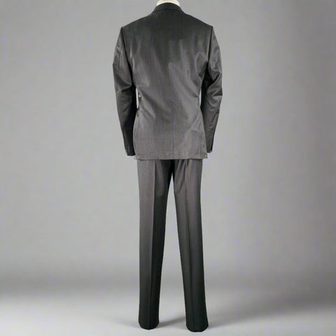 NEIMAN MARCUS Costume en laine vierge gris anthracite texturé taille 40
