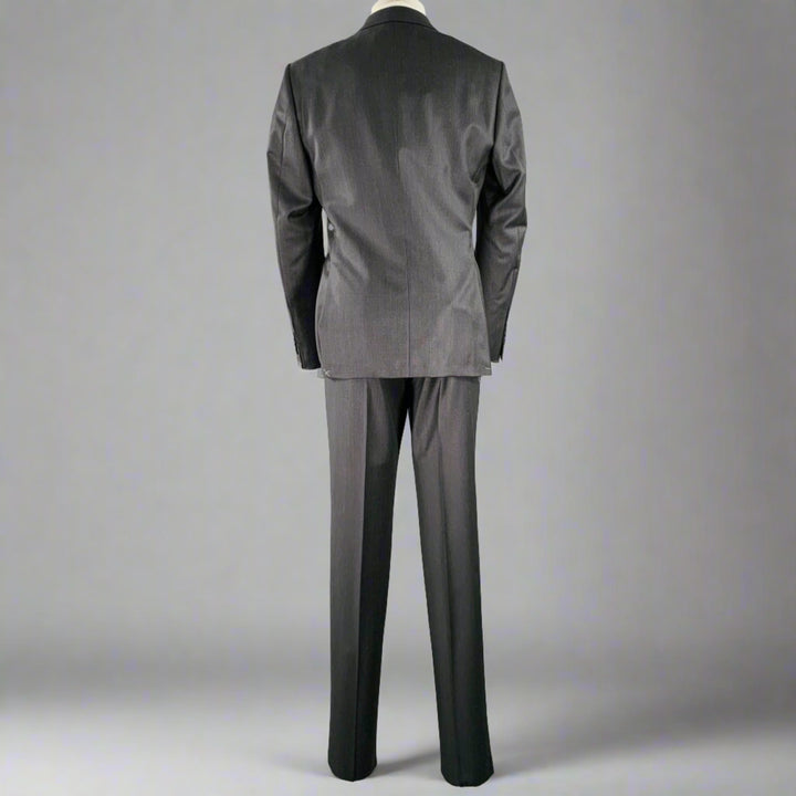 NEIMAN MARCUS Size 40 Grey Charcoal Nailhead Virgin Wool Suit