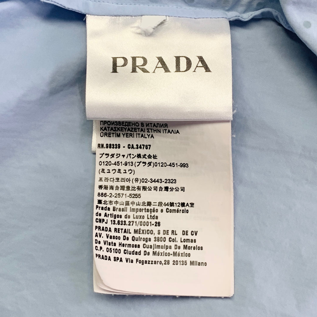 PRADA Size M Blue Silver Studded Cotton Zip Up Long Sleeve Shirt