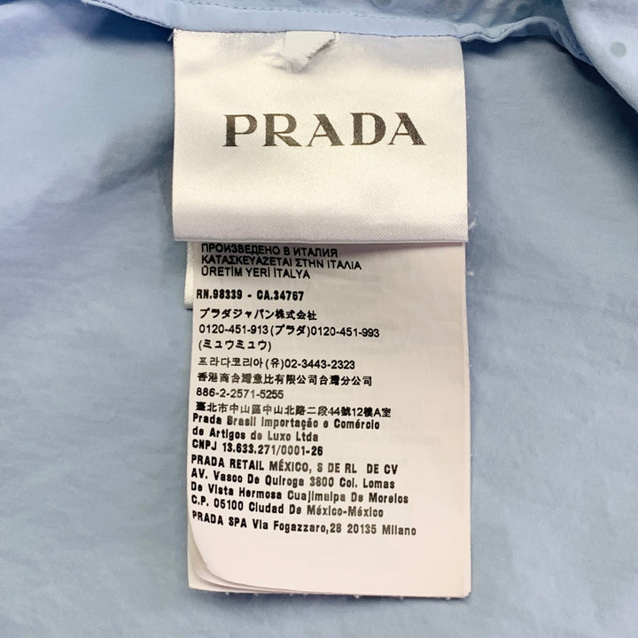 PRADA Size M Blue Silver Studded Cotton Zip Up Long Sleeve Shirt