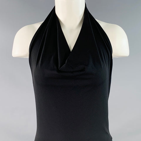 MAX MARA Size 2 Black Viscose Blend Jersey Halter Midi Dress