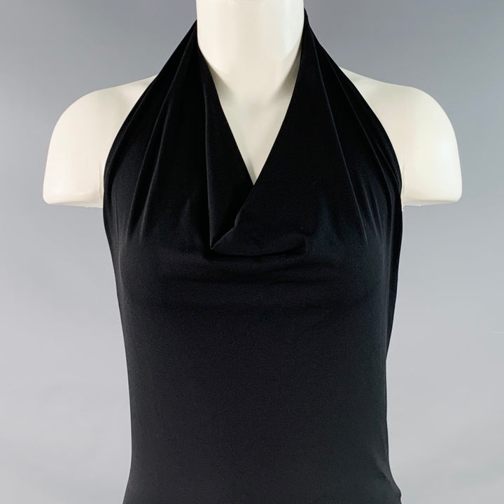 MAX MARA Size 2 Black Viscose Blend Jersey Halter Midi Dress