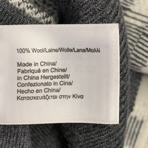 BLACK FLEECE Size L Grey White Plaid Wool V-Neck Vest