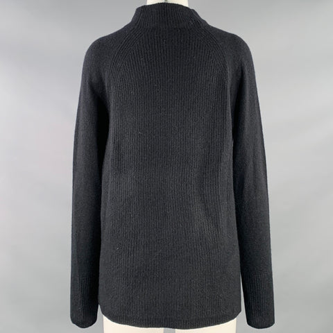WHITE+WARREN Size M Black Cashmere Knit Mock Neck Pullover