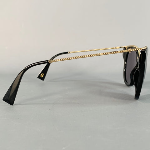 MARC JACOBS Black Gold Acetate Metal Oversized Round Sunglasses