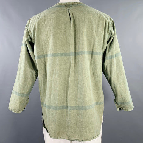 TENDER CO. Size L Green Wash Cotton Nehru Collar Long Sleeve Shirt