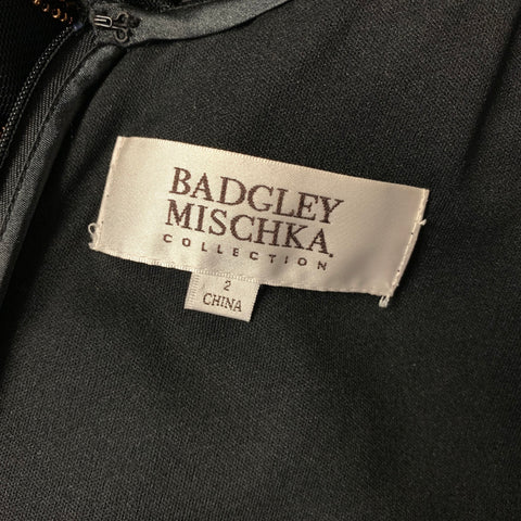 BADGLEY MISCHKA Size 2 Black Bronze Nylon Polyester Sequined Cocktail Dress