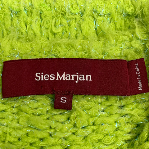 SIES MARJAN Size S Shaggy Green Wool Blend Metallic Crew Neck Pullover