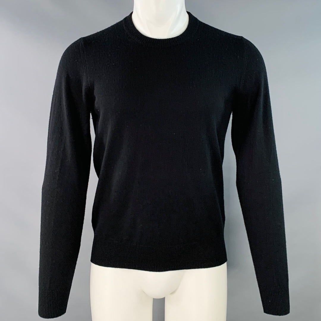 MAISON MARGIELA Size M Navy Grey Knit Suede Elbow Patches Sweater