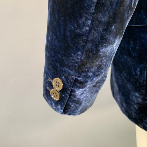 YVES SAINT LAURENT Size 38 Blue Navy Marbled Rayon Sport Coat