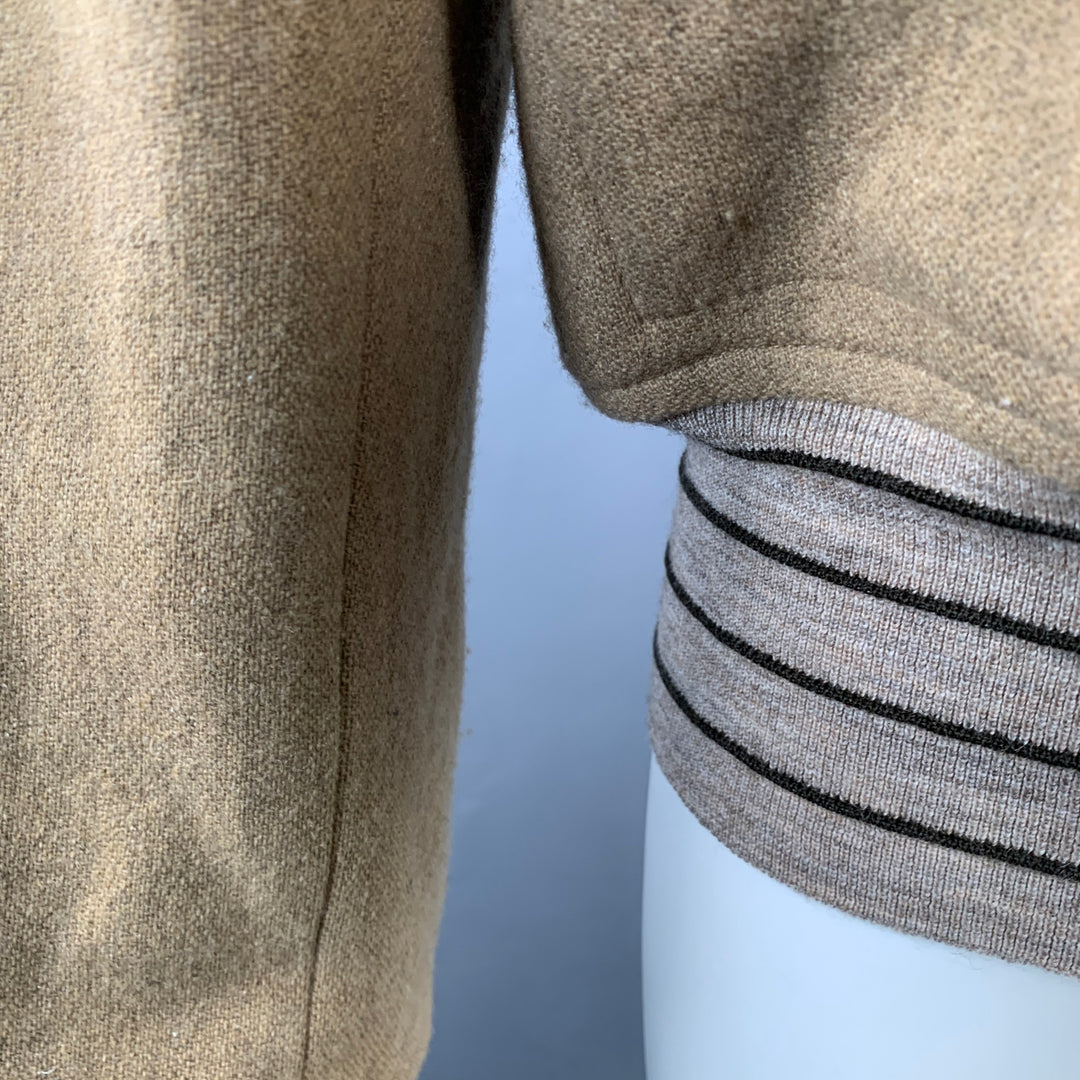 HAIDER ACKERMANN Size 38 Tan Wool Cotton Cropped Blouson Bomber Jacket