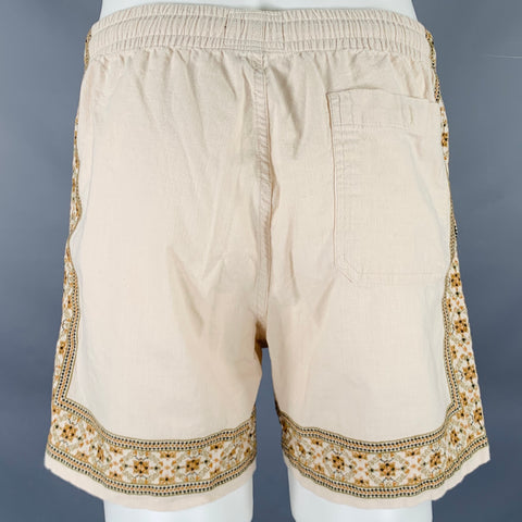 Short en coton avec cordon de serrage et broderies multicolores TODD SNYDER Taille M Beige