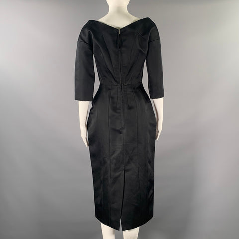 MARC JACOBS Size 0 Black Silk Sheath Knee-Length Dress