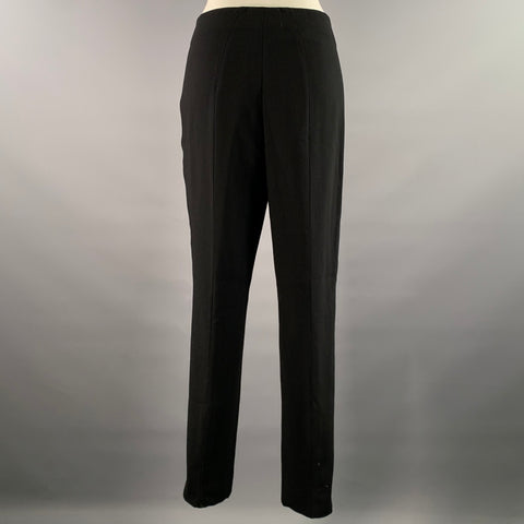 AKRIS Size 10 Black Wool Polyamide Side Zipper Slim Pants