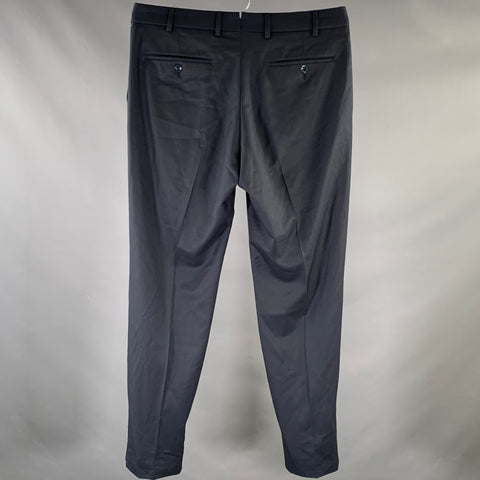 6 EAST Taille 34 Pantalon habillé en laine marine avec braguette zippée