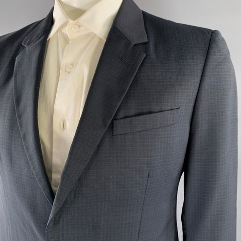 MAISON MARGIELA Size 42 Grey Blue Plaid Wool Notch Lapel Sport Coat