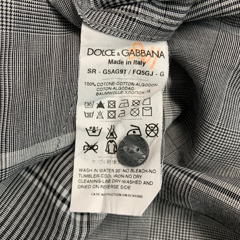 DOLCE & GABBANA Size M Black White Plaid Cotton Button Up Long Sleeve Shirt